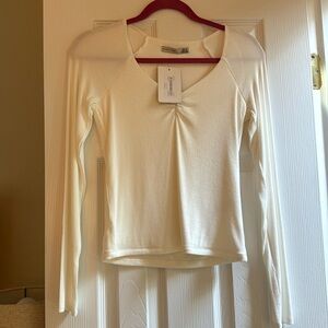Black Tape cream v-neck long sleeve